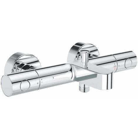 Mitigeur thermostatique de baignoire mural chrome – Technologie GROHE EcoJoy pour économie d'eau – Poignées ergonomiques en métal – 34766000