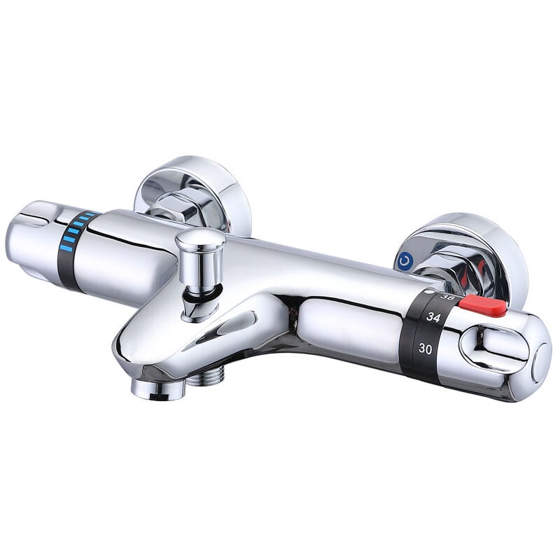 TONCHEAN Mitigeur thermostatique de baignoire,Mitigeur Douche Thermostatique Robinet de douche thermostatique Pomme de douche apparente avec bec de