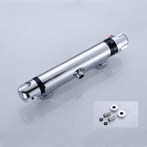Mitigeur Thermostatique de Douche 2 Sorties Haute et Basse Robinet Mélangeur Anti-Brûlure en Laiton Chromé pour Salle de Bain Baignoire,DOLASO