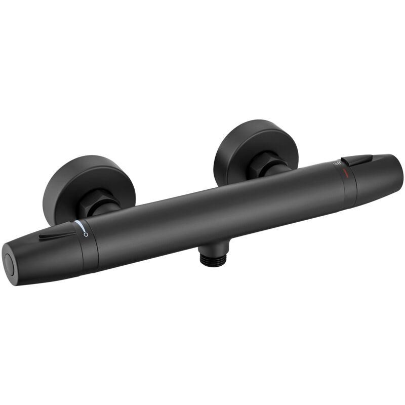 Auralum Max - Mitigeur Thermostatique de Douche Avec Blocage de sécurité de 38°C, Robinet de douche Mural en laiton Noir