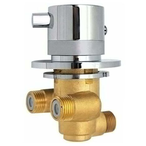 Mitigeur thermostatique de douche en laiton, robinetterie à vanne unique, sortie à 1 voie. Mélange eau froide et chaude, fixation murale, design élégant et durable.