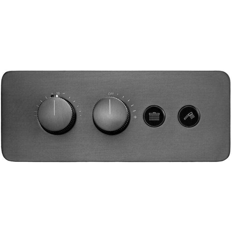 Bernstein - Mitigeur thermostatique de douche à encastrer avec corps d'encastrement, 2 sorties - 30x12cm - NT7646 - couleur sélectionnable Noir mat