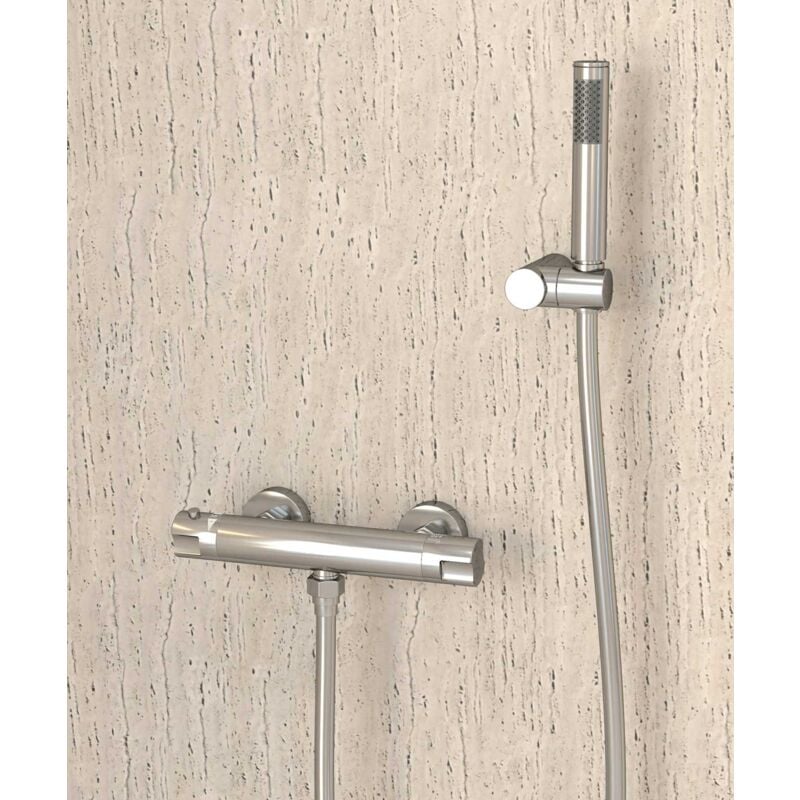 Kroos ® - Mitigeur thermostatique de douche mural Chromé - Corbeau