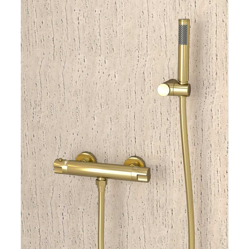 Mitigeur thermostatique de douche mural Doré - Corbeau