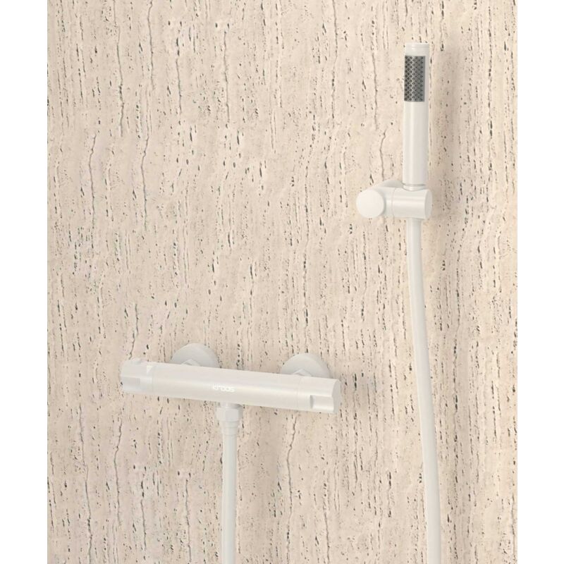 Kroos ® - Mitigeur thermostatique de douche mural Blanc - Corbeau