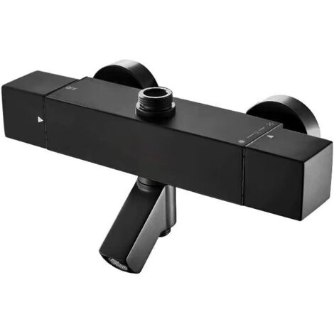 Mitigeur thermostatique de douche noir – Laiton chromé – Plage de température 20-50°C – Connexion G 1/2' et 3/4' BSP – Trois sorties d'eau