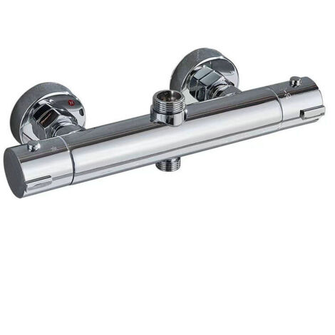Mitigeur thermostatique de douche – Robinet en laiton avec vanne de mélange solaire – Anti-brûlure à 38 °C – Finition chromée durable