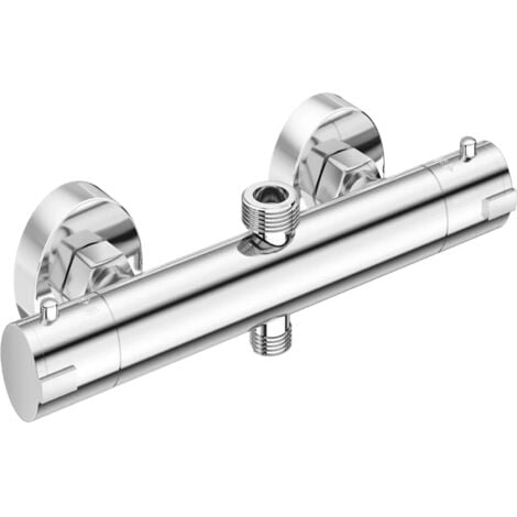 ONYZPILY Mitigeur Thermostatique de Douche,Robinet de Douche Thermostatique Mural Avec Fermeture de Sécurité Thermostatique 38°C,Laiton,Anti-brûlure Finition,Chromé