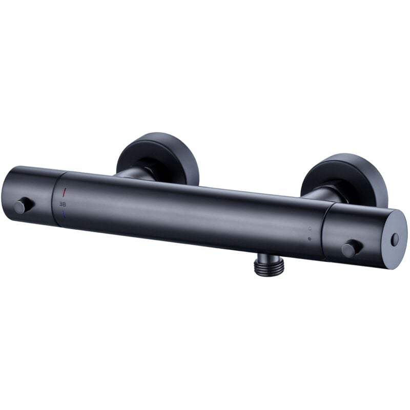 Bernstein - Mitigeur Robinet mural thermostatique en laiton pour bain et douche - noir mat - 4021 - barre, flexible de douche et pommeau au choix