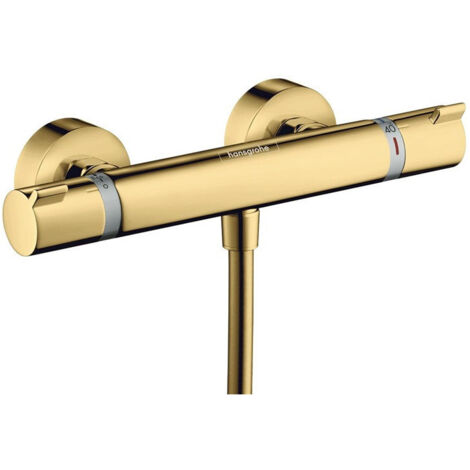 mitigeur Thermostatique douche aspect doré poli