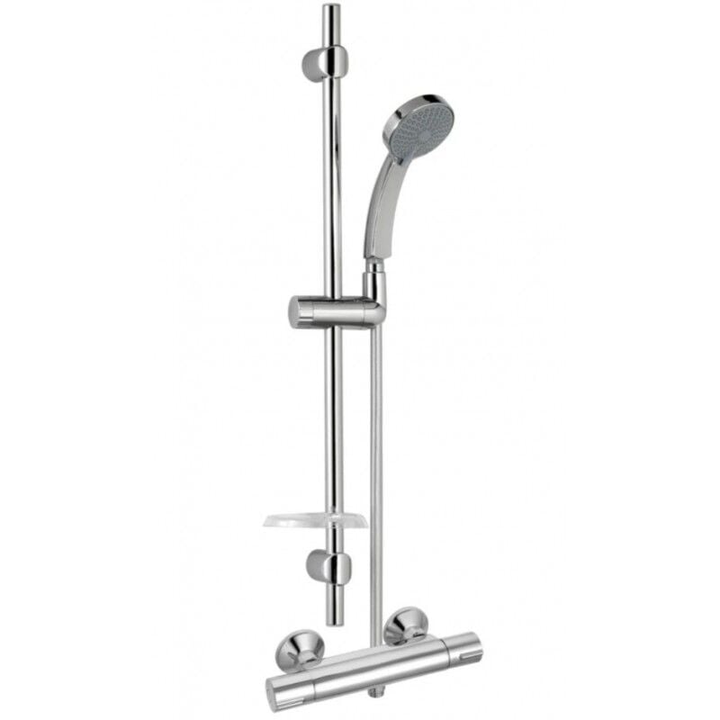 Jacob Delafon - Colonne de Douche Thermostatique July Avec Douchette 4 Jets, Barre et Porte-Savon - E5493-CP