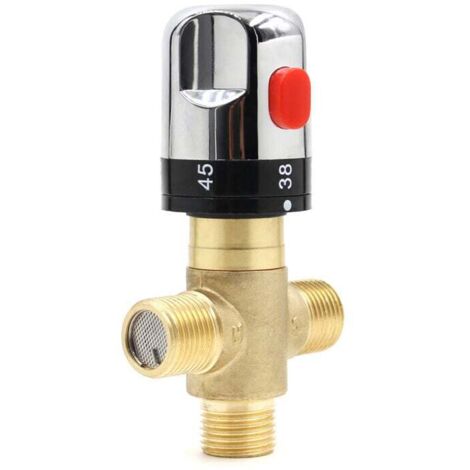 Mitigeur Thermostatique Douche Raccord G 1/2" Eau Chaude Froide Robinetterie Salle de Bain
