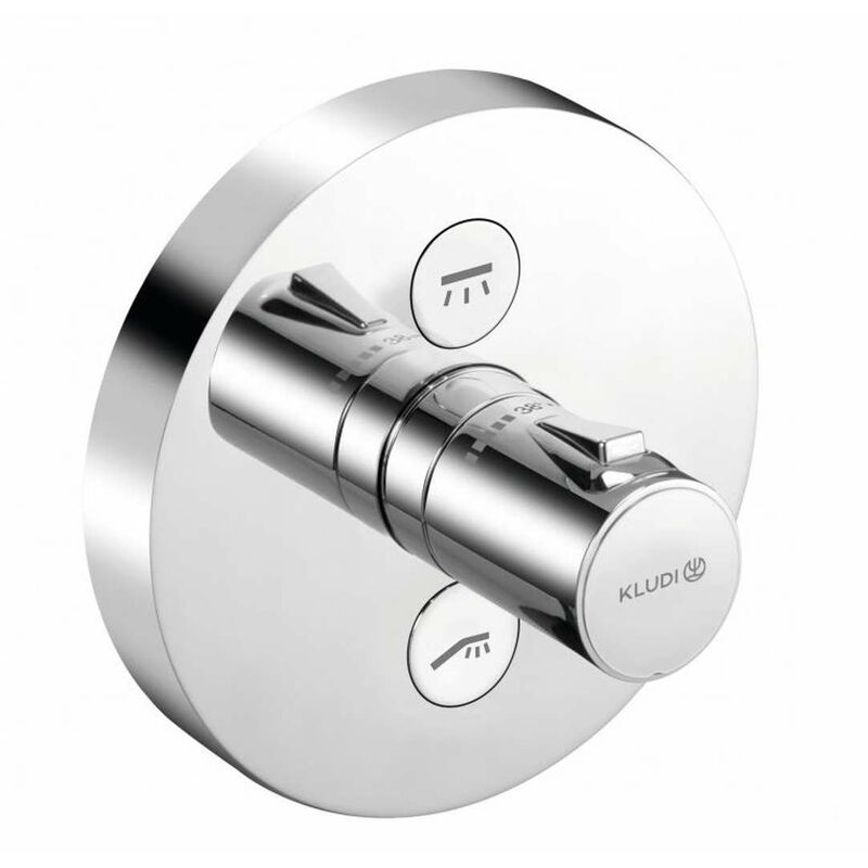 Kludi - Push - Mitigeur de douche thermostatique encastré, 2 sorties, chrome 389120538