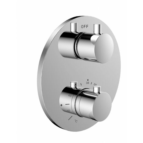 Mitigeur Thermostatique Encastre 2 Voies Manette Ronde - Chromé
