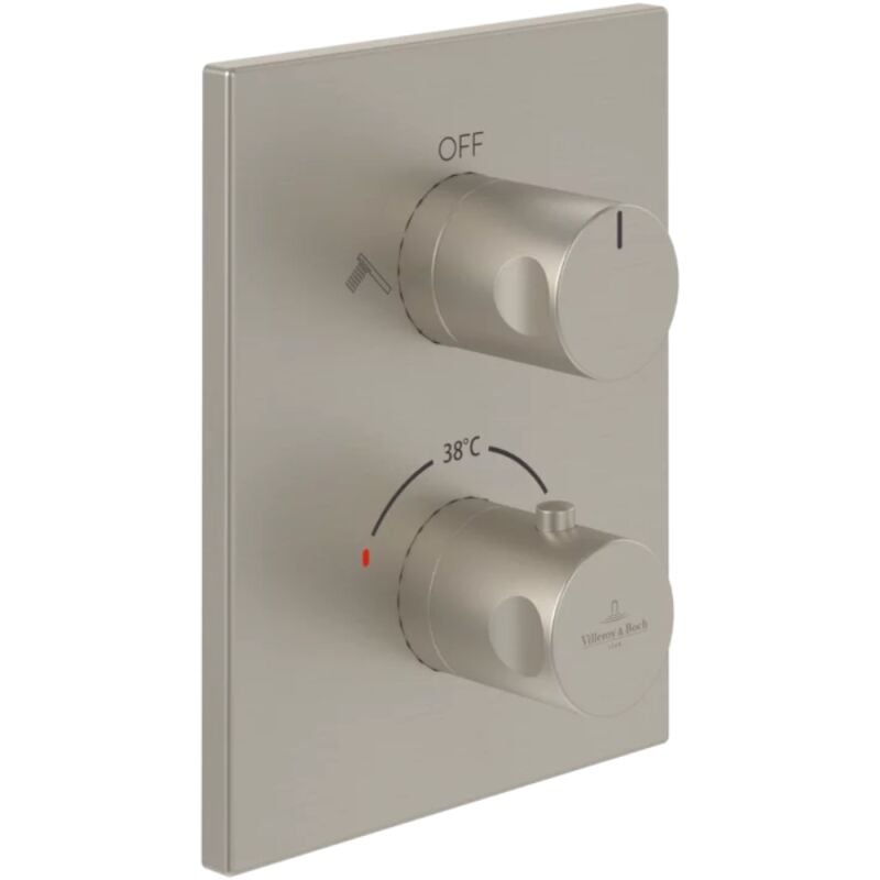 Mitigeur thermostatique encastré 2 voies VILLEROY ET BOCH Universal rectangle Brushed Nickel Matt
