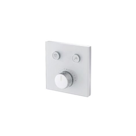 Mitigeur thermostatique encastré à bouton-poussoir -2 voies blanc/verre
