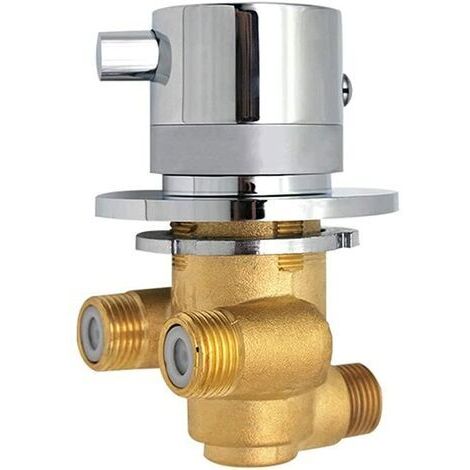 Mitigeur Thermostatique Mitigeur de Douche en Laiton Mitigeur Robinets de Vanne Sortie à 1 voie Mélange d'eau Froide et Chaude fixé au mur