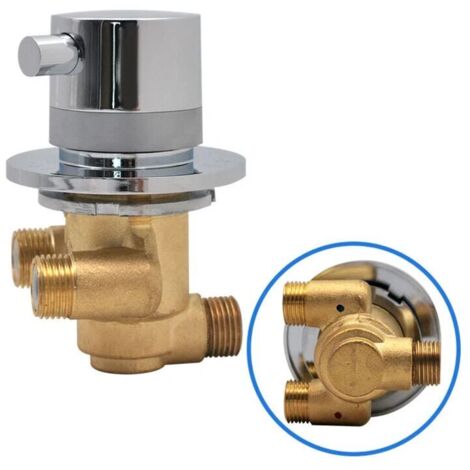 Mitigeur Thermostatique Mitigeur de Douche en Laiton Mitigeur Robinets de Vanne Sortie à 1 voie Mélange d'eau Froide et Chaude fixé au mur