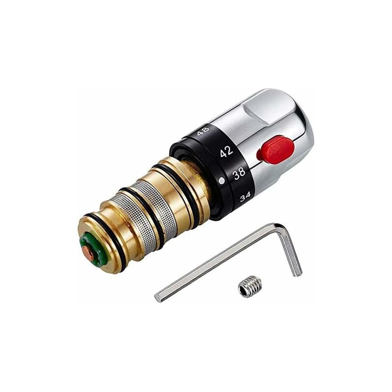 Mitigeur Thermostatique MéLangeur D'Eau, Laiton Solide Cartouche de Cuivre Contrôle de TempéRature Robinet Robinet Raccords de Robinet