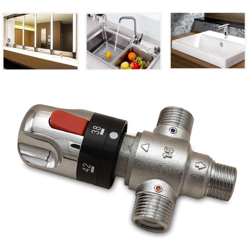 Mitigeur thermostatique pour robinetterie de douche salle de bain lavabo baignoire 3 voies 20-55°C