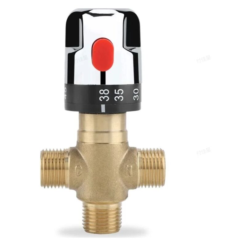 Mitigeur Thermostatique, Vanne de Contrôle de la Température de L'eau en Laiton Massif G1/2, Mitigeur Thermostatique à Trois Voies, pour une