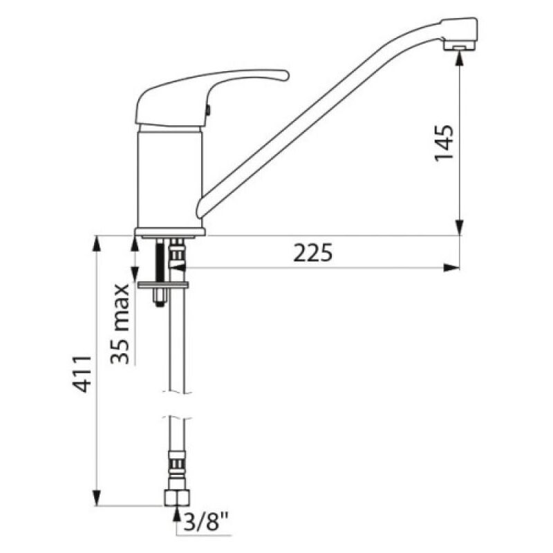 Mitigeur évier mécanique à bec orientable H.145 L.220 manette ajourée - DELABIE