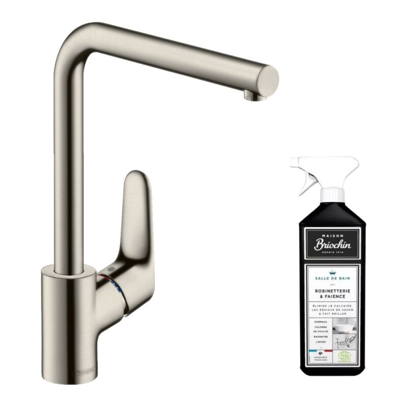 Hansgrohe - Robinet de cuisine Focus M41 280 aspect acier inox + nettoyant Briochin