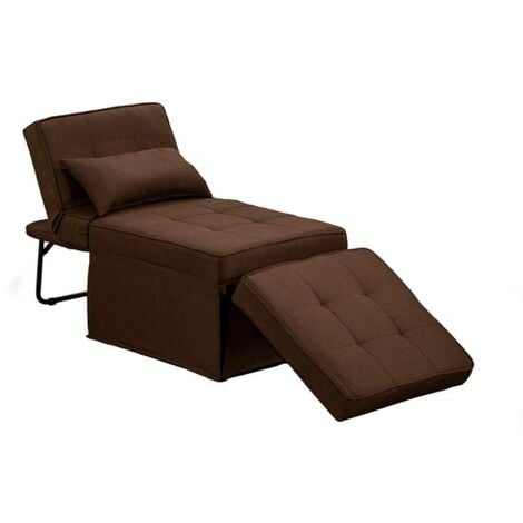 HUMZA AMANI Mito 3 in 1 Travel Bed Converts into Pouffe Stool, Recliner Chair and Guest Bed - Brown