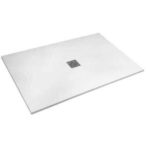 MITOLA Receveur de douche rectangulaire a poser Lotus - 160 x 90 cm - Résine composite - Blanc - Bonde au centre