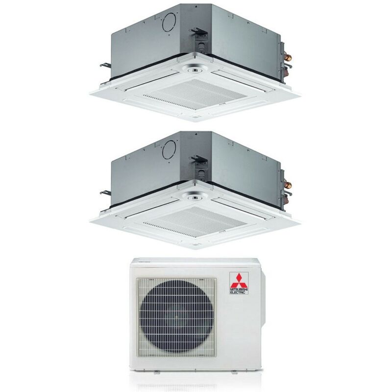 Dual Split rèversible Cassette Climatiseur 60x60 slz-m 9+12 avec MXZ-2F42VF R-32 Wi-Fi en option 9000+12000 - Mitsubishi Electric