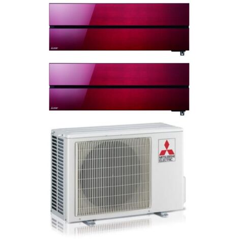 Mitsubishi Electric Dual Split Inverter-Klimagerät Serie Kirigamine Style MSZ-LN 9+9 mit MXZ-2F42VF Ruby Red R-32 Wi-Fi Integrated Colour Red 9000+9000