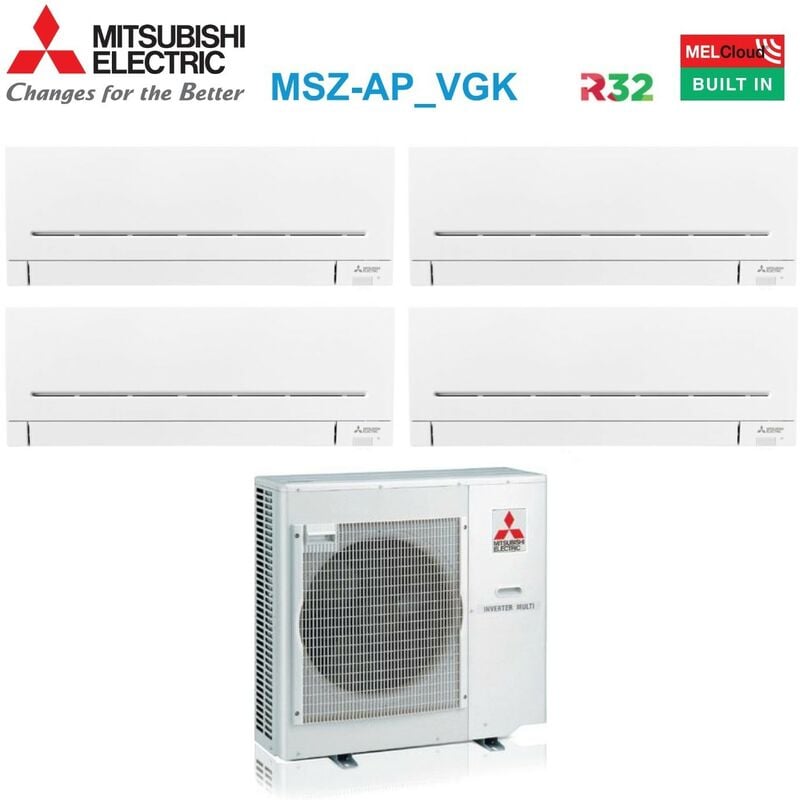 Quadri Split rèversible Air Conditioner Series ap-vgk 7+7+7 avec MXZ-4F72VF R-32 Wi-Fi Integrated 7000+7000+7000 - Mitsubishi Electric