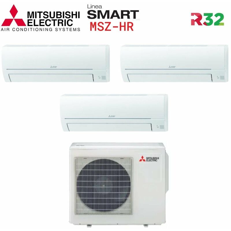 Mitsubishi - electric series smart msz hr 9000+9000+12000 climatiseur split trial avec mxz-3ha50vf wi-fi en option 9+9+12 - nouveau gaz r-32