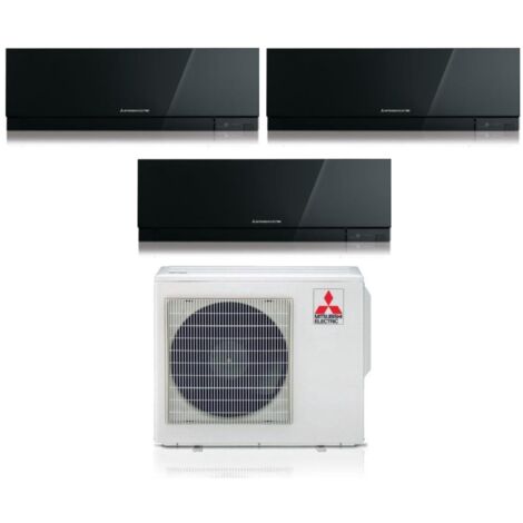 Mitsubishi Electric Trial Split Inverter Aire Acondicionado Serie KIRIGAMINE ZEN NEGRO MSZ-EF 12+12+18 con MXZ-3F68VF R-32 Wi-Fi Integrado Color Negro 12000+12000+18000