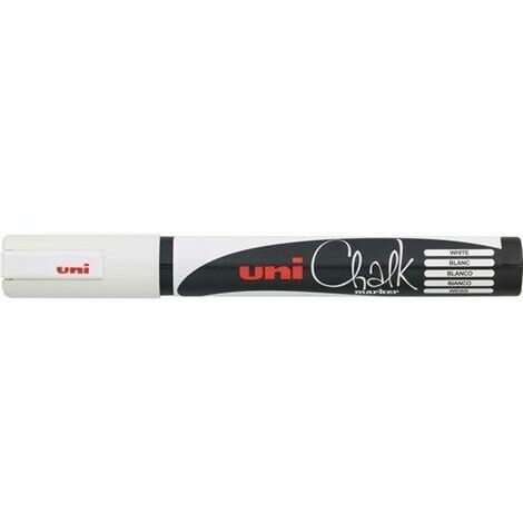 Mitsubishi, Uni-Ball, pennarello a gesso liquido PWE-5M, punta tonda, 1.8 punta rotonda Bullet Nib (1.8-2.5mm) bianco
