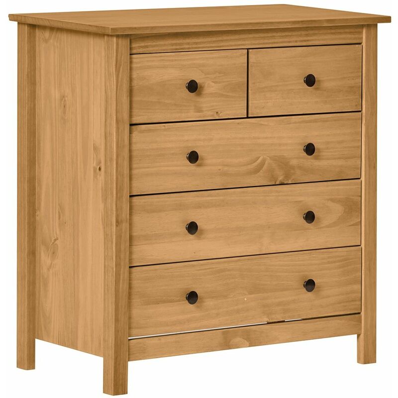 Altobuy - FRED - Commode 5 Tiroirs Bois Massif Ciré Naturel - Naturel