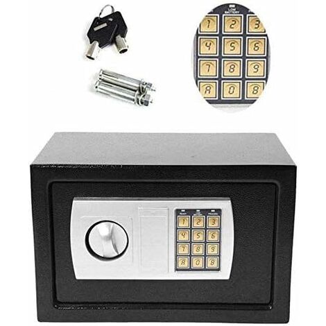 Mittel Safe Tresore Feuerfest Elektronisch Geldtresor 8.5L mit digitaler Tastatur 2 Tasten 200x310x200MM Wandtresor Zahlenschloss Safe für zu Hause Schwarz Stahlsafe