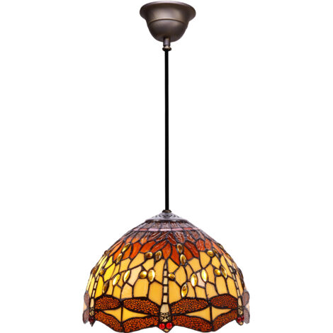Mittelgroße Deckenpendelleuchte mit einem Durchmesser von 30 cm und schwarzem Kabel der Serie Belle Amber