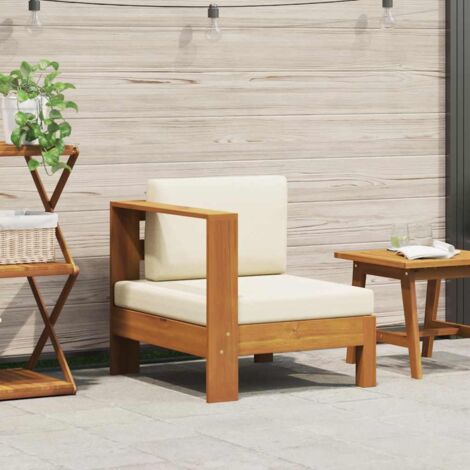 Mittelsofa mit 1 Armlehne Cremeweiß Massivholz Akazie vidaXL
