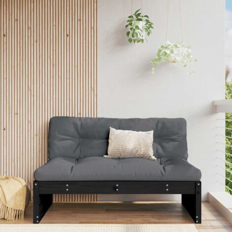 Mittelsofa Schwarz 120x80 cm Massivholz Kiefer vidaXL