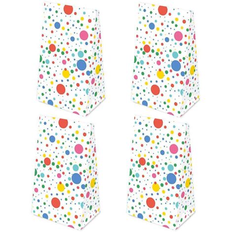 Mittlere Größe – 21 x 12 x 8 cm – Muster: Mehrfarbige Punkte auf Kraftpapier – Verpackung, ideal für: Bücher, Spiele, kleine Geschenke