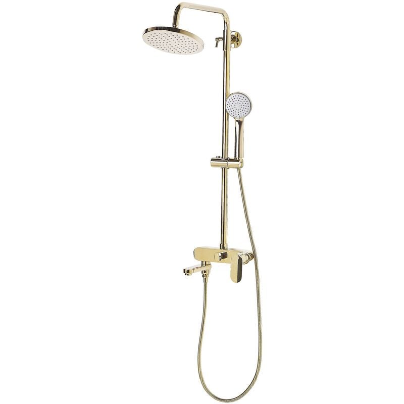 Modern Mixer Shower Set with Rain Function Brass Gold Gloss Finish Gurara - Gold