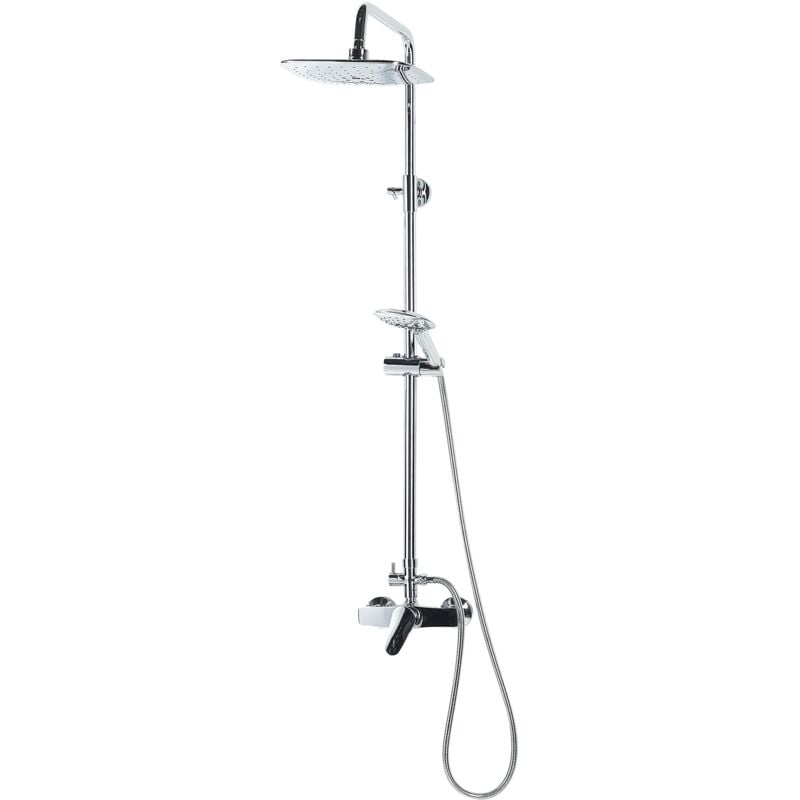 Mixer Set Brass Rain Function Hand Shower Wall Mounted Chrome Silver Howick - Silver