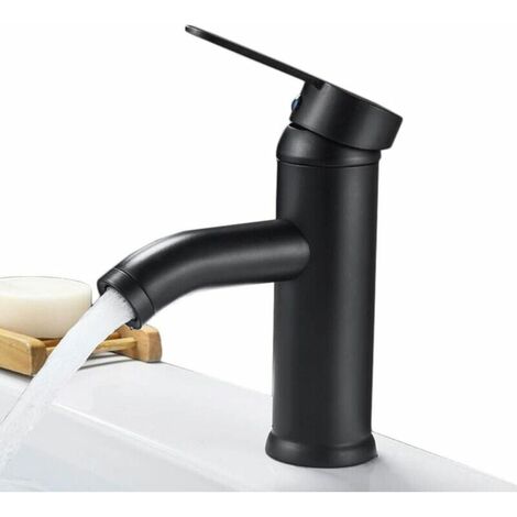 Mixer Taps for Bathroom Basin Black Stainless Steel Washroom Sink Faucet Single Lever One Hole Taps