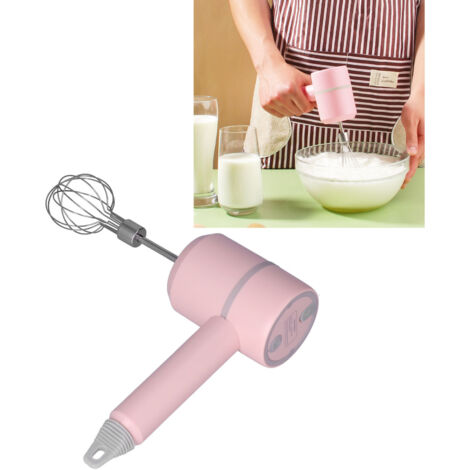 Mixette électrique sans fil - Botte - 18650 USB rechargeable - Motor 150W - 3 vitesses - Accessoires inox 304 amovibles - Rose - 2 barres - Pâtes, œufs, purée, crème - Facile à nettoyer - 347g