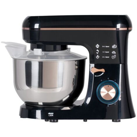 Mixeur à main, machine à pain, appareil de mixage, 6 niveaux, récipient en acier d’une capacité de 5,5 L, couleur noire.
