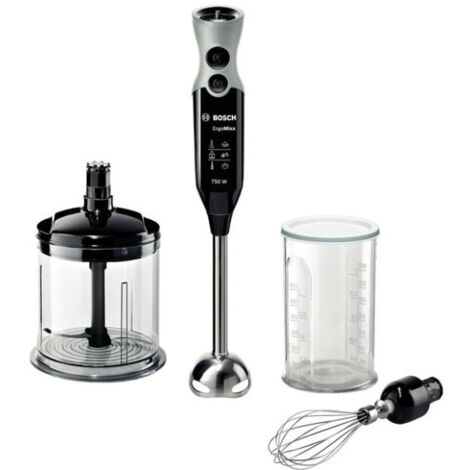 Mixeur Electrique  Plongeant BOSCH ErgoMixx MSM67160 – Puissance de 750 W – Mini-hachoir et fouet inclus - Noir