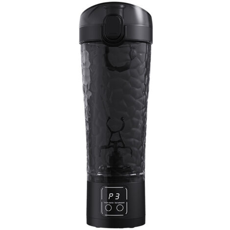 Mixeur électrique, tasse à café, bouteille d'eau de sport, automatique, adapté au sport, au fitness, à la salle de sport, au camping et à l'extérieur, portable et rechargeable (noir)