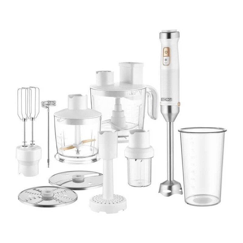 Mixeur plongeant 10 en 1 Sencor shb 6551WH - 1500 w - Technologie titanium QuadBlade - Blanc