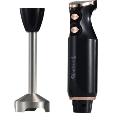 Mixeur Plongeant noir, Collection Black , Stick en acier inoxydable, Fonctionnement à 2 vitesses, Contrôle de vitesse variable, Fonction turbo, Schaft détachable